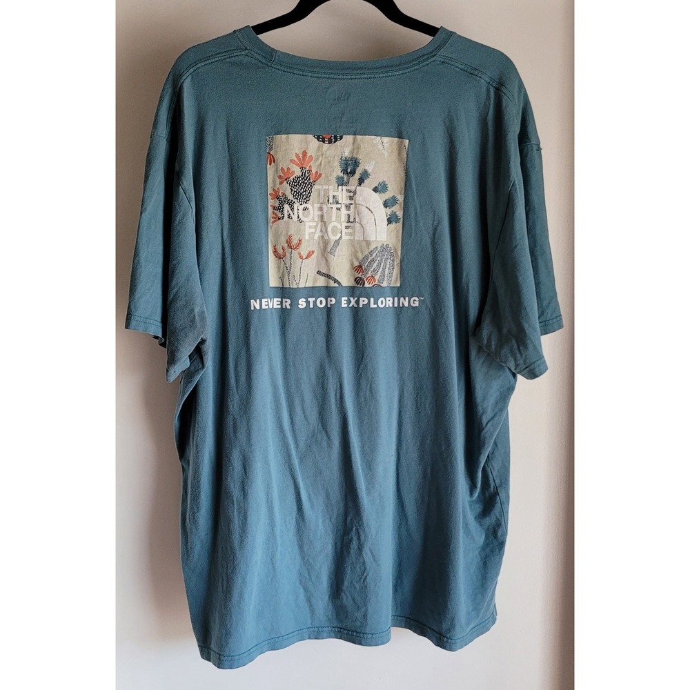 The North Face T-Shirt XXL Blue Graphic Crew Neck Cotton Casual Tee Top - Picture 2 of 5